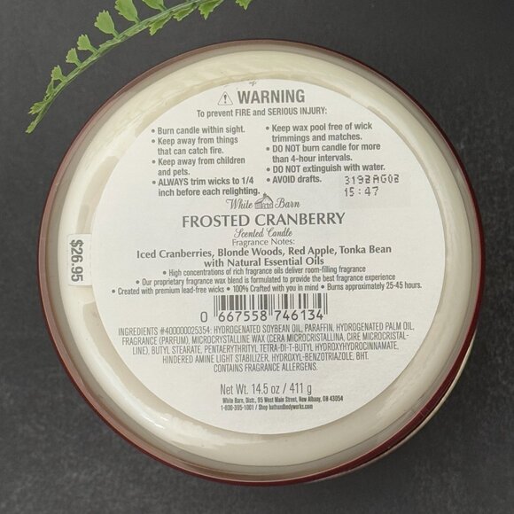 BBW Frosted Cranberry White Barn Bath & Body Works 3 Wick Candle - Picture 10 of 10